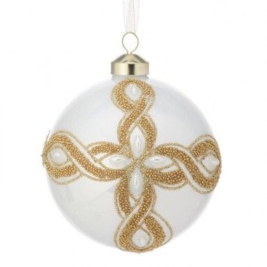 4&quot; GLASS PEARL/GOLD ORNAMENT Christmas Decor