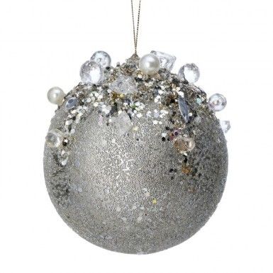 PRE-ORDER  4.5&quot; GLIITER ENCRUSTED JEWEL BALL ORNAMENT Christmas Decor *SHIPS 9/2024*