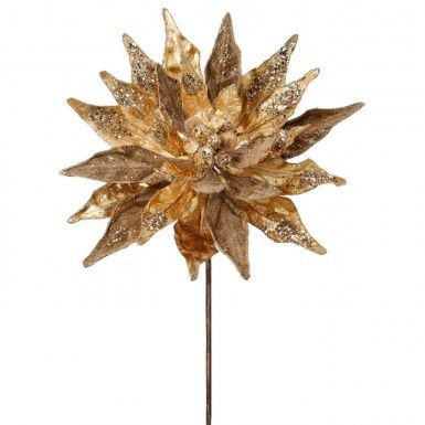 30&quot; GLIITER JEWEL DISPLAY POINSETTIA STEM Christmas Decor