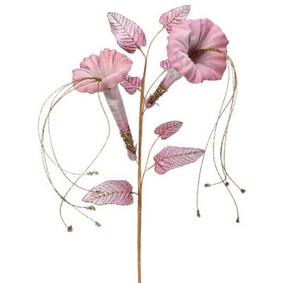 19&quot; TRUMPET FLOWER SPRAY PINK/GOLD Set Of 2 Christmas Decor