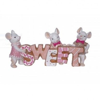 9&quot; RESIN &quot;SWEET&quot; MICE TABLE PIECE Christmas Decor