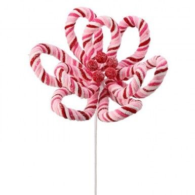 24&quot; CHENILLE CANDY BLOSSOM SPRAY PINK/RED/WHITE Christmas Decor