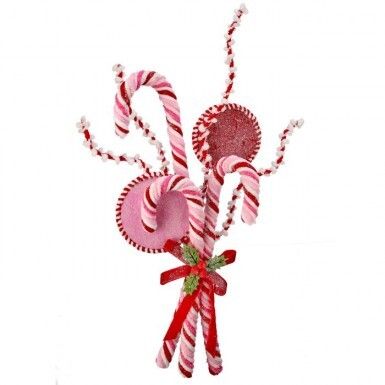 20&quot; CHENILLE SWEETS CANDY BUNDLE PINK/RED/WHITE Christmas Decor