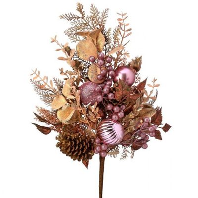 32&quot; GLITTER LEAF/BERRY/CONE SPRAY Christmas Decor