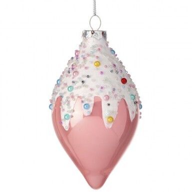 5&quot; GLASS SPRINKLES FINIAL ORNAMENT Christmas Decor