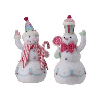 16.5&quot; FOAM FABRIC SO SWEET SNOWMEN SET OF 2 Christmas Decor
