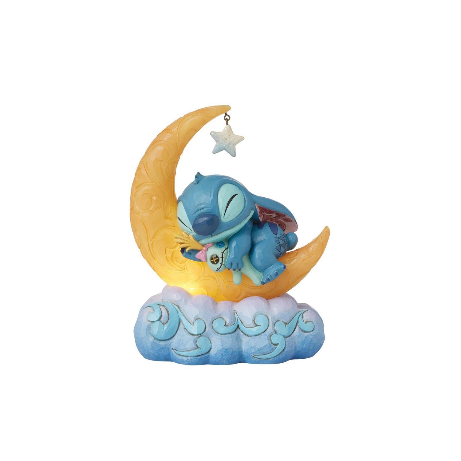Sweet Dreams Light Up Stitch &amp; Scrump on LED Moon By: Disney Jim Shore NEW 2024