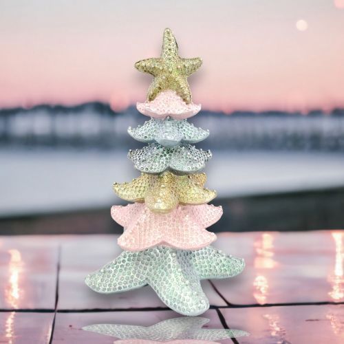 Sea Star Stacked Tree Coastal Christmas Decor *SHIPS WITHIN 10 DAYS* NEW 2024