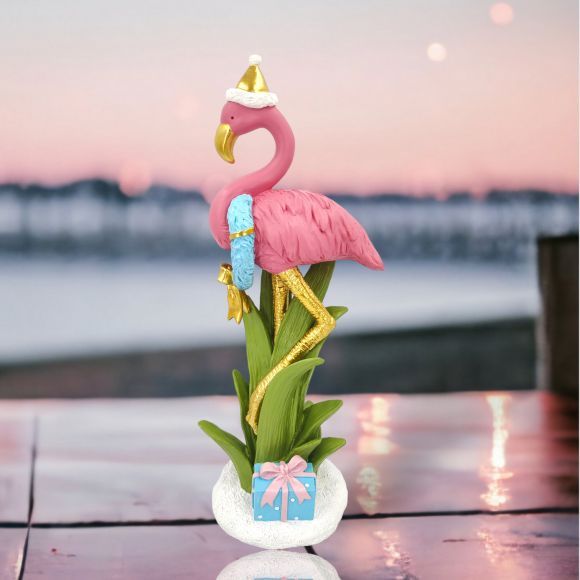 Flamingo With Wreath Coastal Christmas Decor *SHIPS WITHIN 10 DAYS* NEW 2024