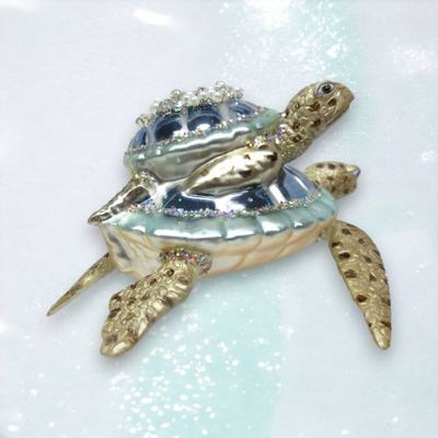 Blue Turtle With Baby Ornaments Set Of 2 Coastal Christmas Decor *SHIPS WITHIN 10 DAYS* NEW 2024