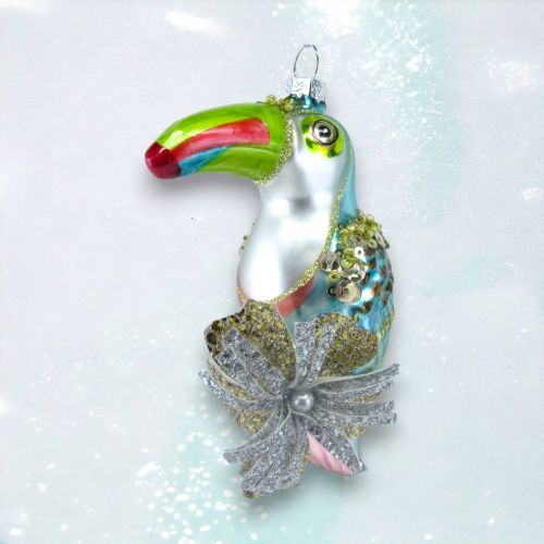 Shimmer Parrot Ornaments Set Of 2 Coastal Christmas Decor *SHIPS WITHIN 10 DAYS* NEW 2024