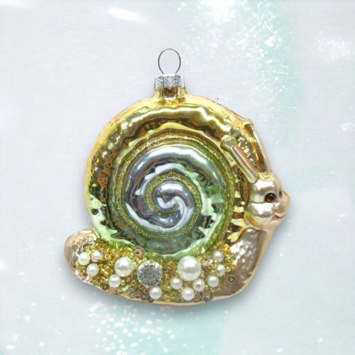Shimmer Snail Ornaments Set Of 2 Coastal Christmas Decor *SHIPS WITHIN 10 DAYS* NEW 2024