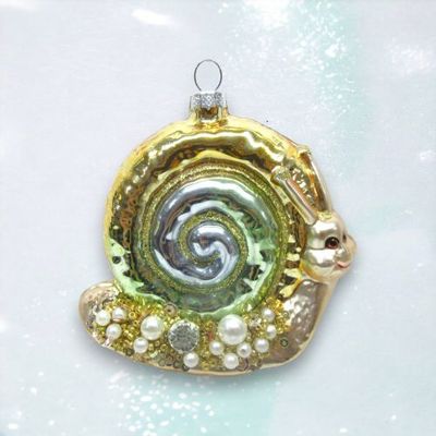 Shimmer Snail Ornaments Set Of 2 Coastal Christmas Decor *SHIPS WITHIN 10 DAYS* NEW 2024