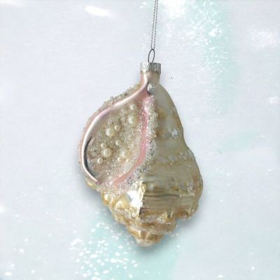 Pink Beaded Seashell Ornament Coastal Christmas Decor *SHIPS WITHIN 10 DAYS* NEW 2024