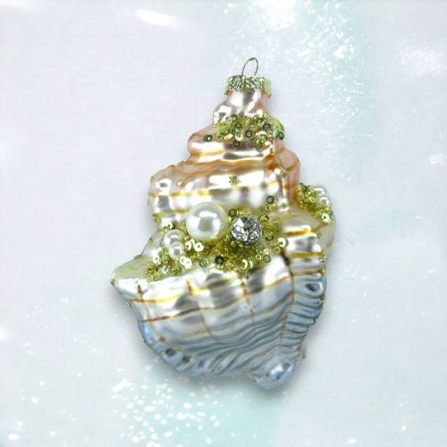 Shimmer Conch Shell Ornament Coastal Christmas Decor NEW 2024