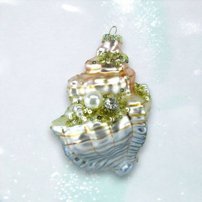 Shimmer Conch Shell Ornament Coastal Christmas Decor NEW 2024