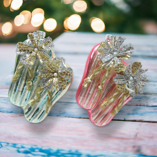 Blue/Pink Flip Flops Ornaments Set Of 2 Coastal Christmas Decor *SHIPS WITHIN 10 DAYS* NEW 2024