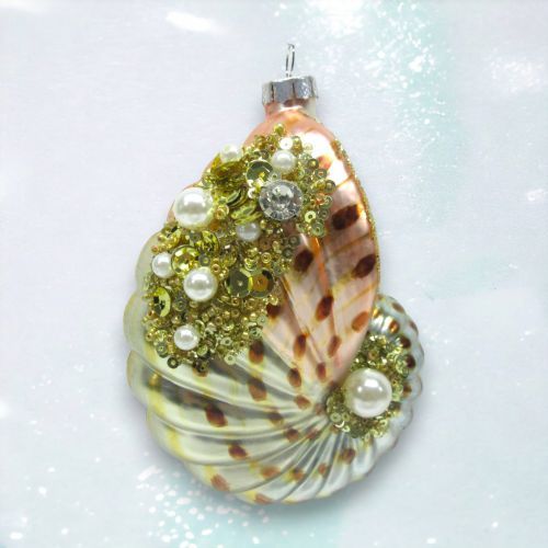 Shimmer Nautilus Shell Ornament Coastal Christmas Decor