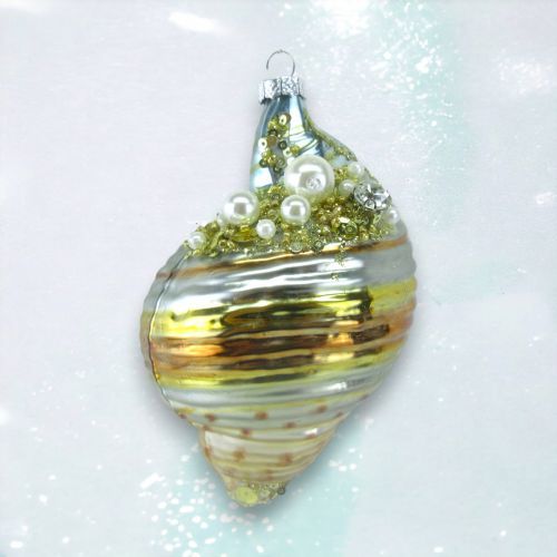 Shimmer Gold Shell Ornament Coastal Christmas Decor *SHIPS WITHIN 10 DAYS* NEW 2024