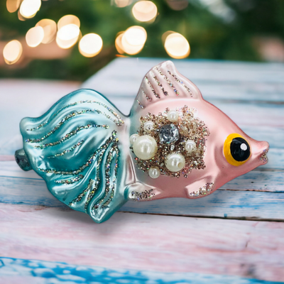 Pink/Blue Fish Ornament Coastal Christmas Decor NEW 2024