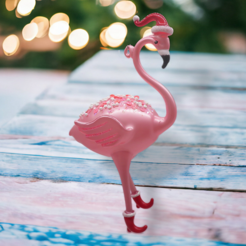 Flamingo With Stocking Cap Ornament Coastal Christmas Decor *SHIPS WITHIN 10 DAYS* NEW 2024