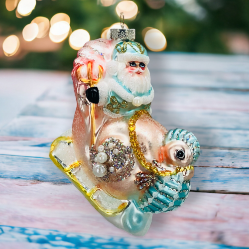 Santa Sled With Seahorse Ornament Coastal Christmas Decor *SHIPS WITHIN 10 DAYS* NEW 2024