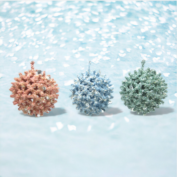 Coral Shaped Ornaments Set Of 3 Coastal Christmas Decor *SHIPS WITHIN 10 DAYS* NEW 2024
