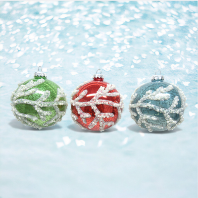 Coral Reef Balls Ornaments Set Of 3 Coastal Christmas Decor *SHIPS WITHIN 10 DAYS* NEW 2024