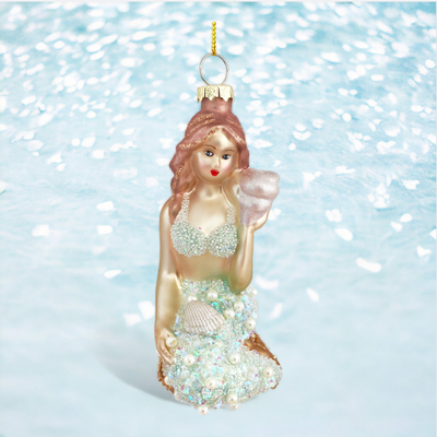 Blue Mermaid With Shell Ornament Coastal Christmas Decor *SHIPS WITHIN 10 DAYS* NEW 2024