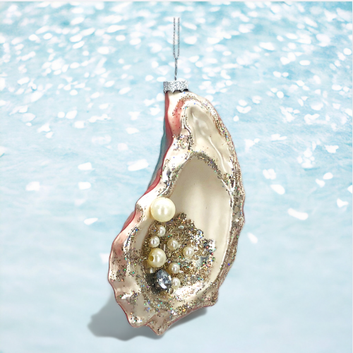 5&quot; Oyster Shell With Pearls Ornament Coastal Christmas Decor NEW 2024