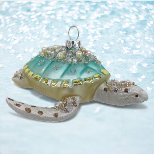 Blue Sea Turtle Ornaments Set Of 2 Coastal Christmas Decor *SHIPS WITHIN 10 DAYS* NEW 2024