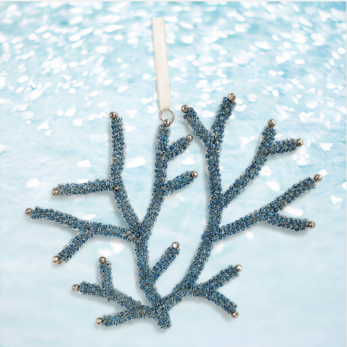 Blue Coral Reef Fan Ornament Coastal Christmas Decor *SHIPS WITHIN 10 DAYS* NEW 2024