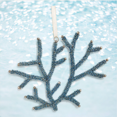 Blue Coral Reef Fan Ornament Coastal Christmas Decor *SHIPS WITHIN 10 DAYS* NEW 2024