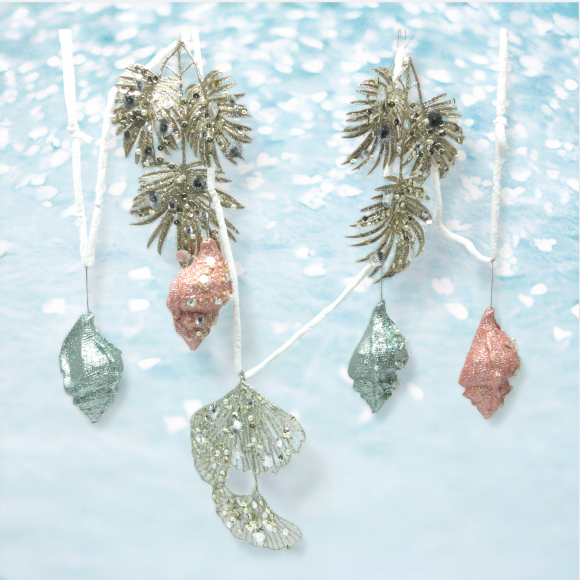 Pink Blue Shell Garland Coastal Christmas Decor *SHIPS WITHIN 10 DAYS* NEW 2024