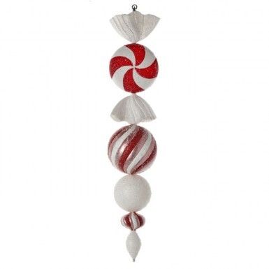 40&quot; PEPPERMINT SWIRL CANDY FINIAL DROP Christmas Decor