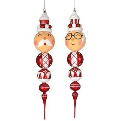 30&quot; MR &amp; MRS CLAUS CANDY  FINIAL DROPS SET OF 2 Christmas Decor