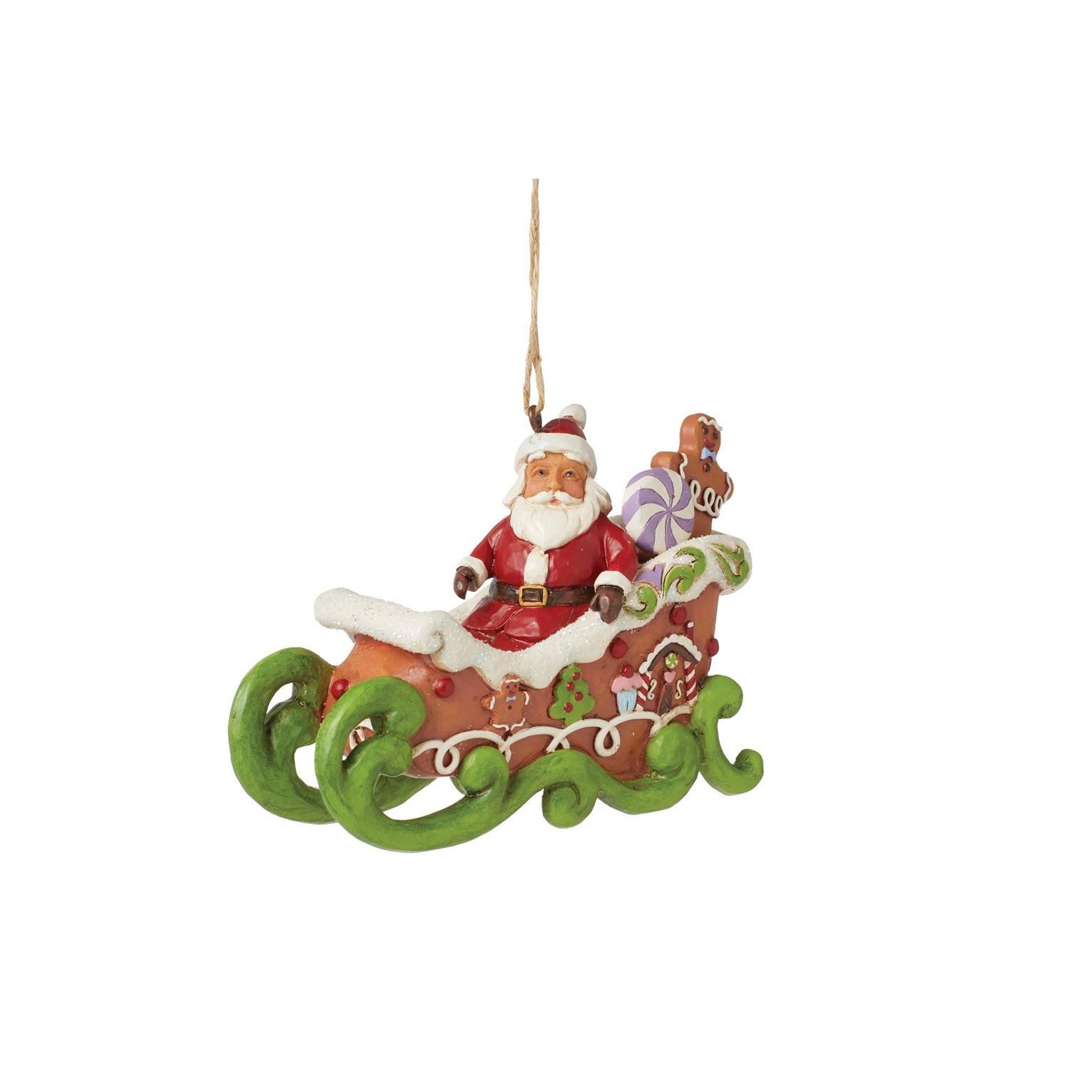 Gingerbread Christmas Santa Sleigh Ornament By: Heartwood Creek Jim Shore NEW 2024