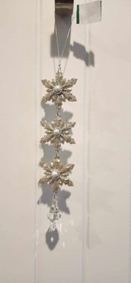 Platinum Gold 3-Piece Snowflake Dangle Ornament Christmas Decor