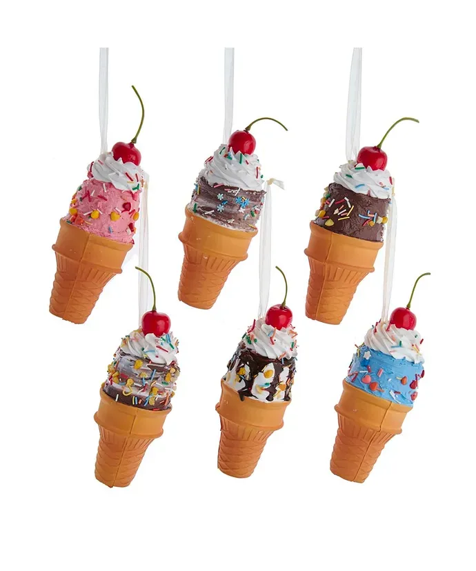 Foam Ice Cream Cone Ornaments SET OF 6 Christmas Decor