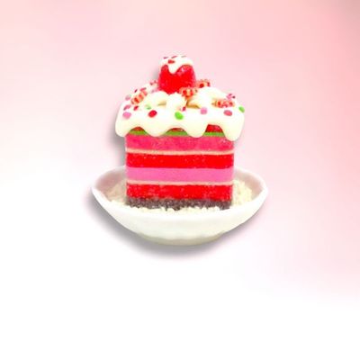 PRE-ORDER Pink Cake On Plate Ornament Christmas Decor *SHIPS 8/2024*