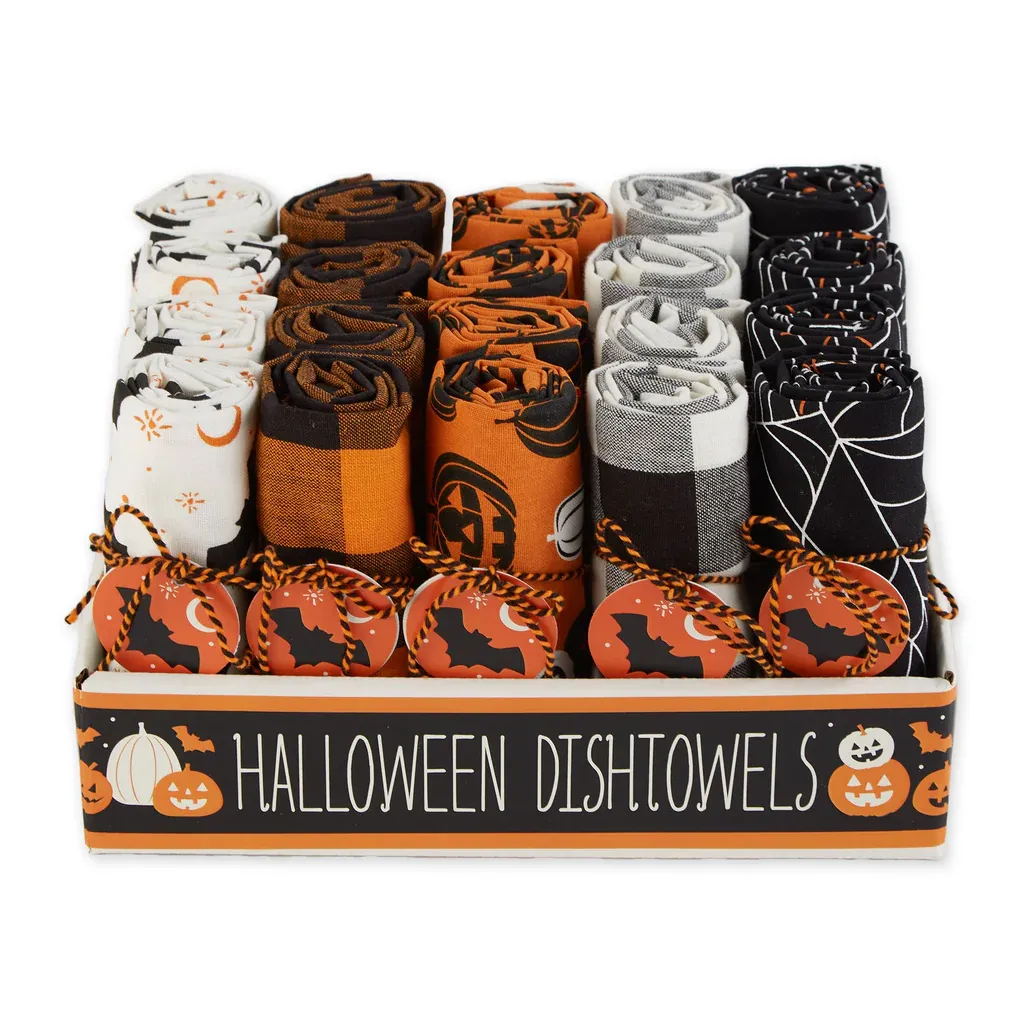 Frightful And Delightful Assorted Dishtowels Set Of 5 Halloween Collection Kitchen Accents