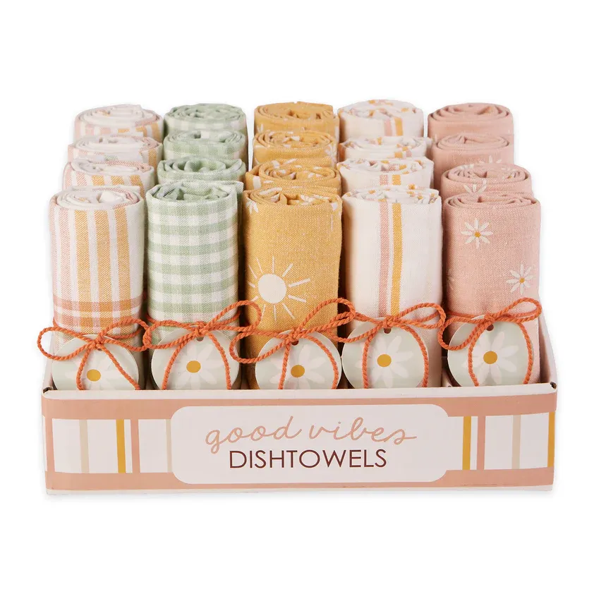 Good Vibes Assorted Dishtowels Set Of 5 Summer Collection Kitchen Accents