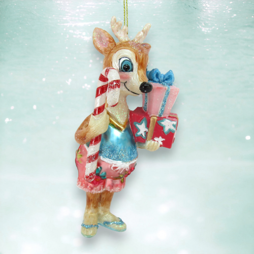Beach Male Reindeer Ornaments Set Of 2 Coastal Christmas Decor *SHIPS WITHIN 15 DAYS*