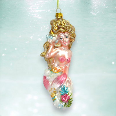 Mermaid With Shell Ornament Christmas Decor *SHIPS WITHIN 15 DAYS*