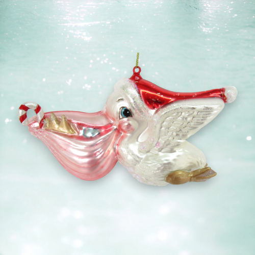 Pelican With Gifts And Santa Cap Ornament Christmas Decor *SHIPS WITHIN 15 DAYS*