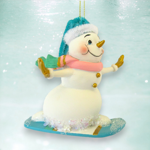 Snowman On Snowboard Ornament Coastal Christmas Decor *SHIPS WITHIN 15 DAYS*