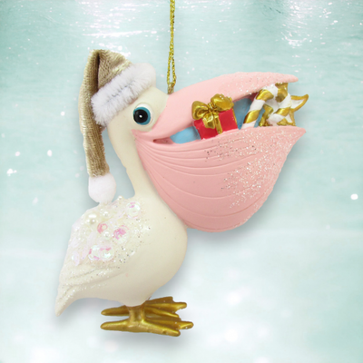 Pelican With Gifts Ornament Coastal Christmas Decor *SHIPS WITHIN 15 DAYS*