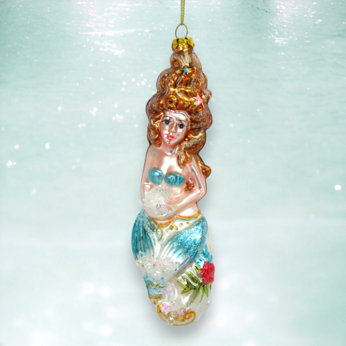 Mermaid With Pearl Ornament Christmas Decor *SHIPS WITHIN 15 DAYS*