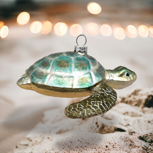 4&quot; Aqua Sea Turtle Ornament Set of 2 Coastal Christmas Decor *SHIPS WITHIN 10 DAYS*