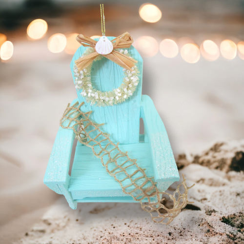 Seafoam Adirondack Chair Ornaments Set Of 2 Coastal Christmas Decor *SHIPS WITHIN 15 DAYS*
